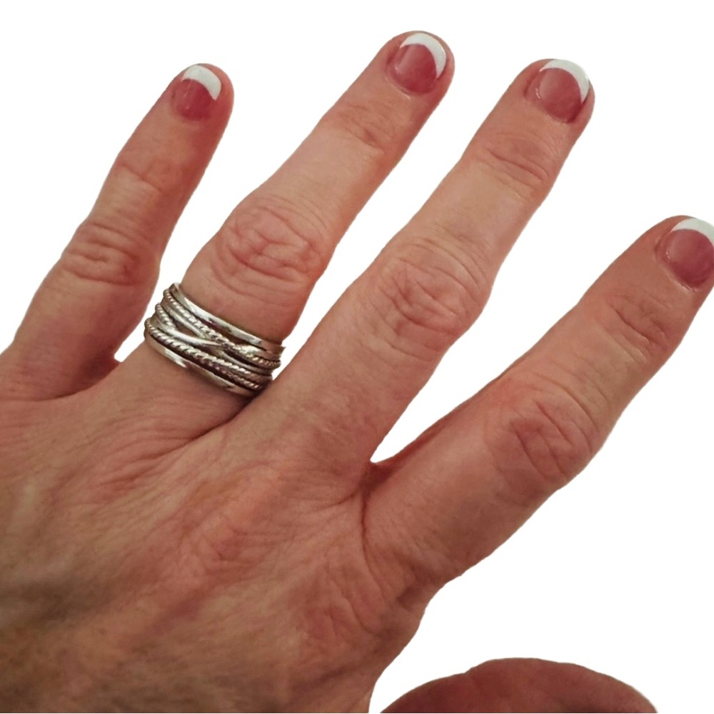Silver Stacked Ring – Modern Layered Band Statement Jewelry